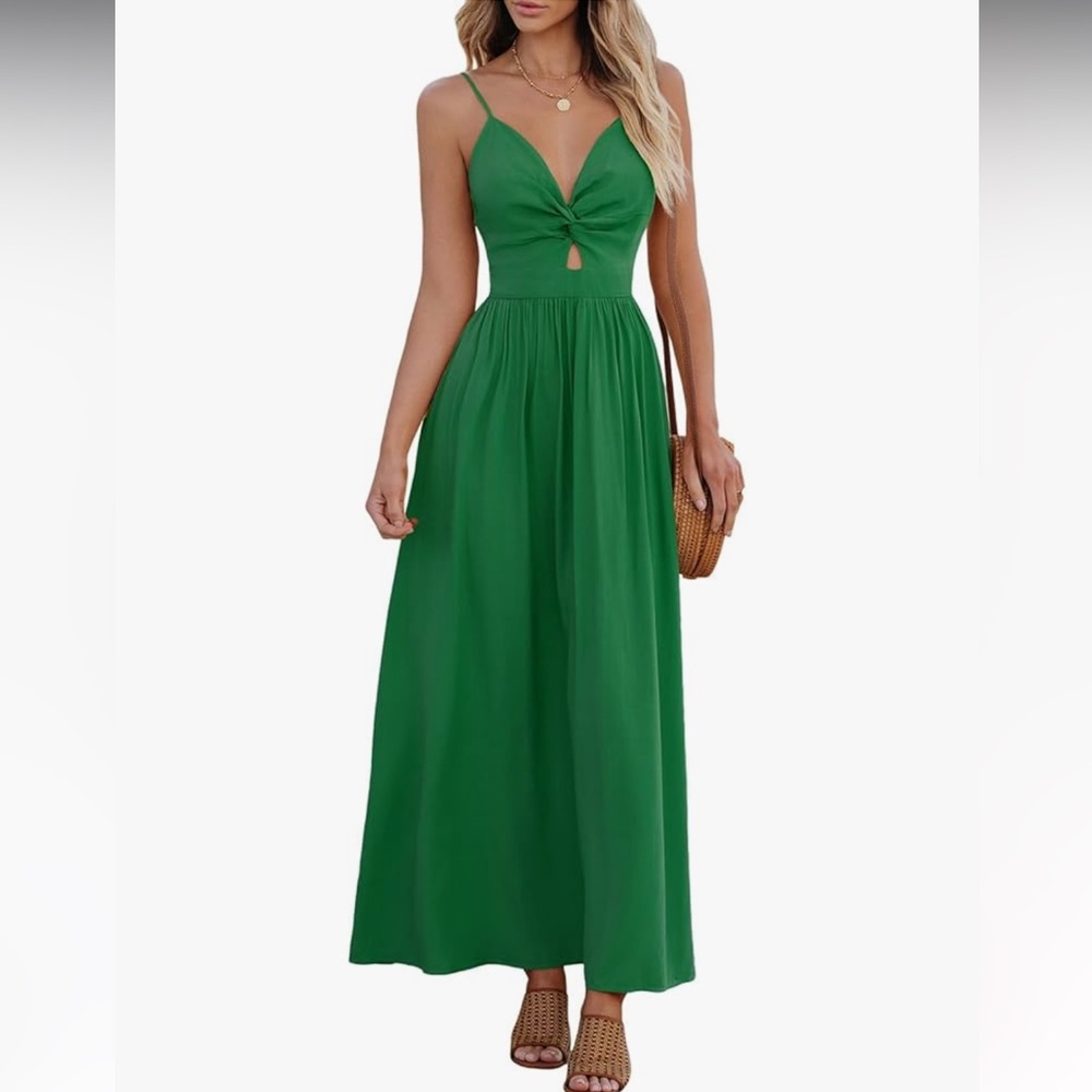 Cupshe Green keyhole Flowy Maxi Dress